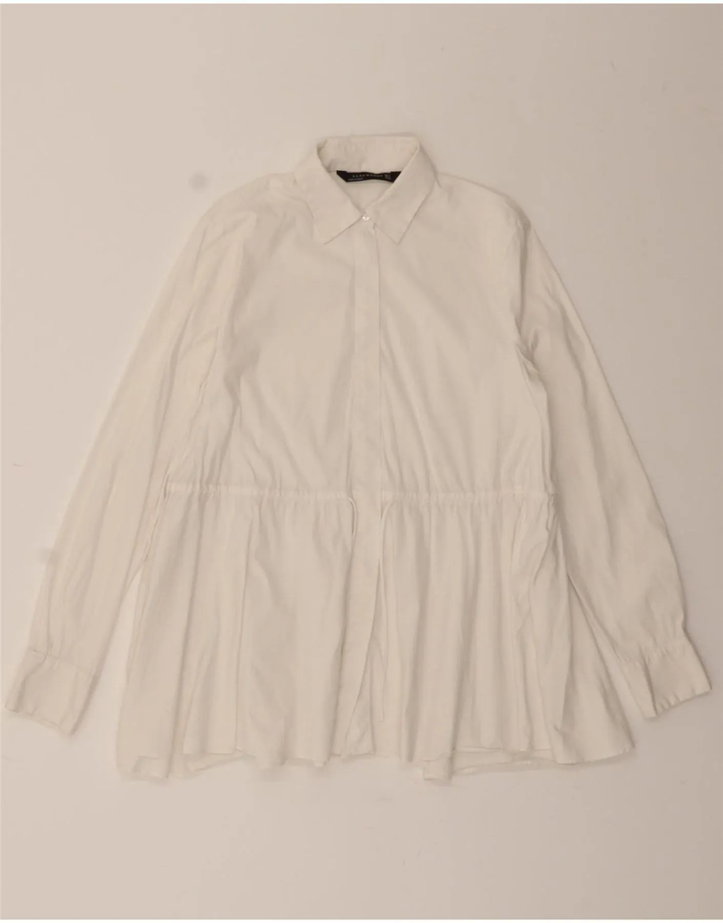 Smooth Zipper Design ZARA Womens Shirt Blouse UK 10 Small White