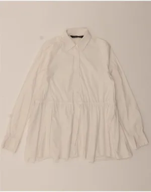 Smooth Zipper Design ZARA Womens Shirt Blouse UK 10 Small White
