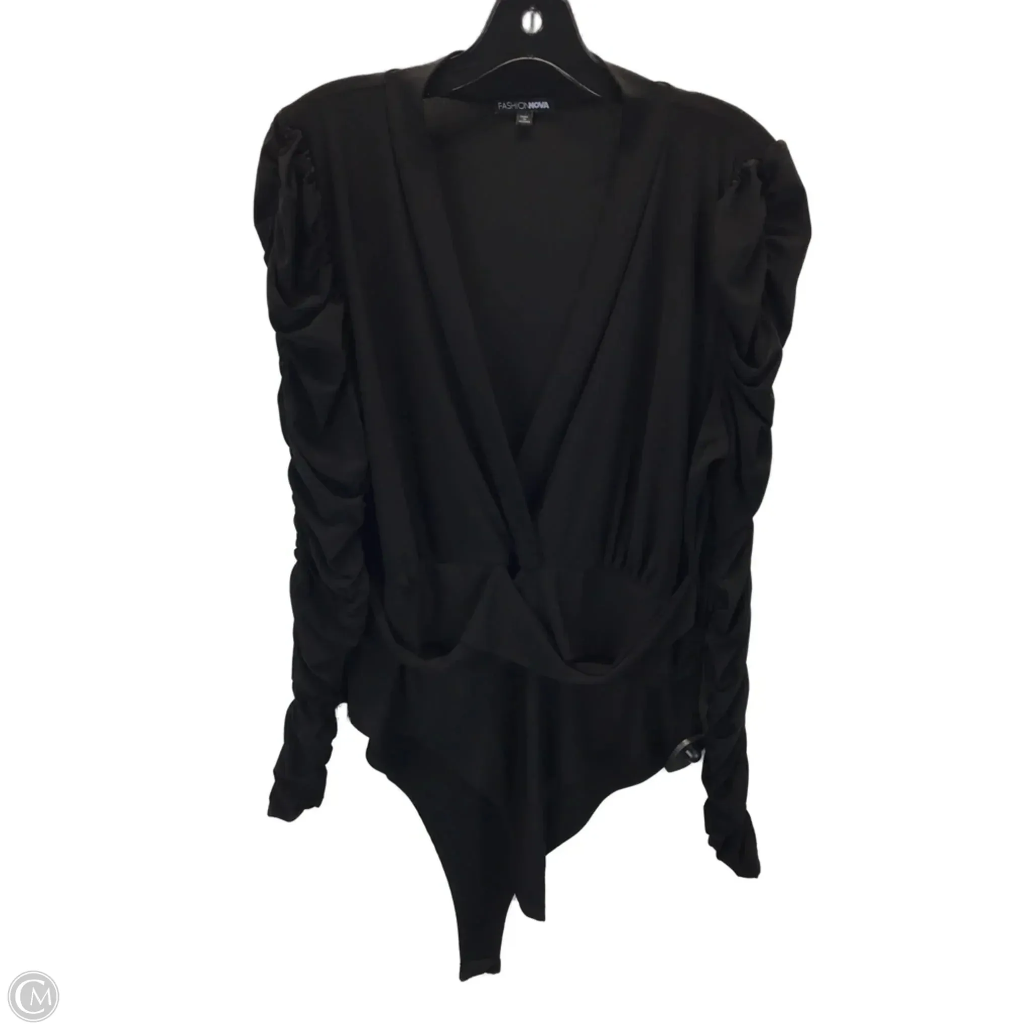 Bodysuit By Fashion Nova In Black, Size: 1x high fashion bodysuit deep plunge bodysuit