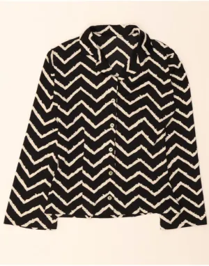 VINTAGE Womens Shirt Blouse UK 10 Small Black Chevron Anniversary Special hypoallergenic