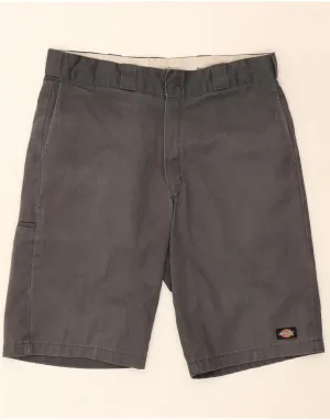 DICKIES Mens Relaxed Fit Casual Shorts W36 Large Grey Polyester Anti Slip Grip Technology Reinforced Stitching
