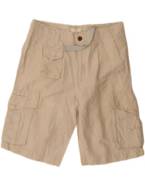 DIESEL Mens Cargo Shorts  W31 Medium Beige Striped Linen Sweat Wicking Fabric