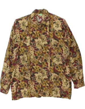 VINTAGE Womens Shirt Blouse UK 18 XL Multicoloured Floral Viscose Beach Wear Winter Essentials