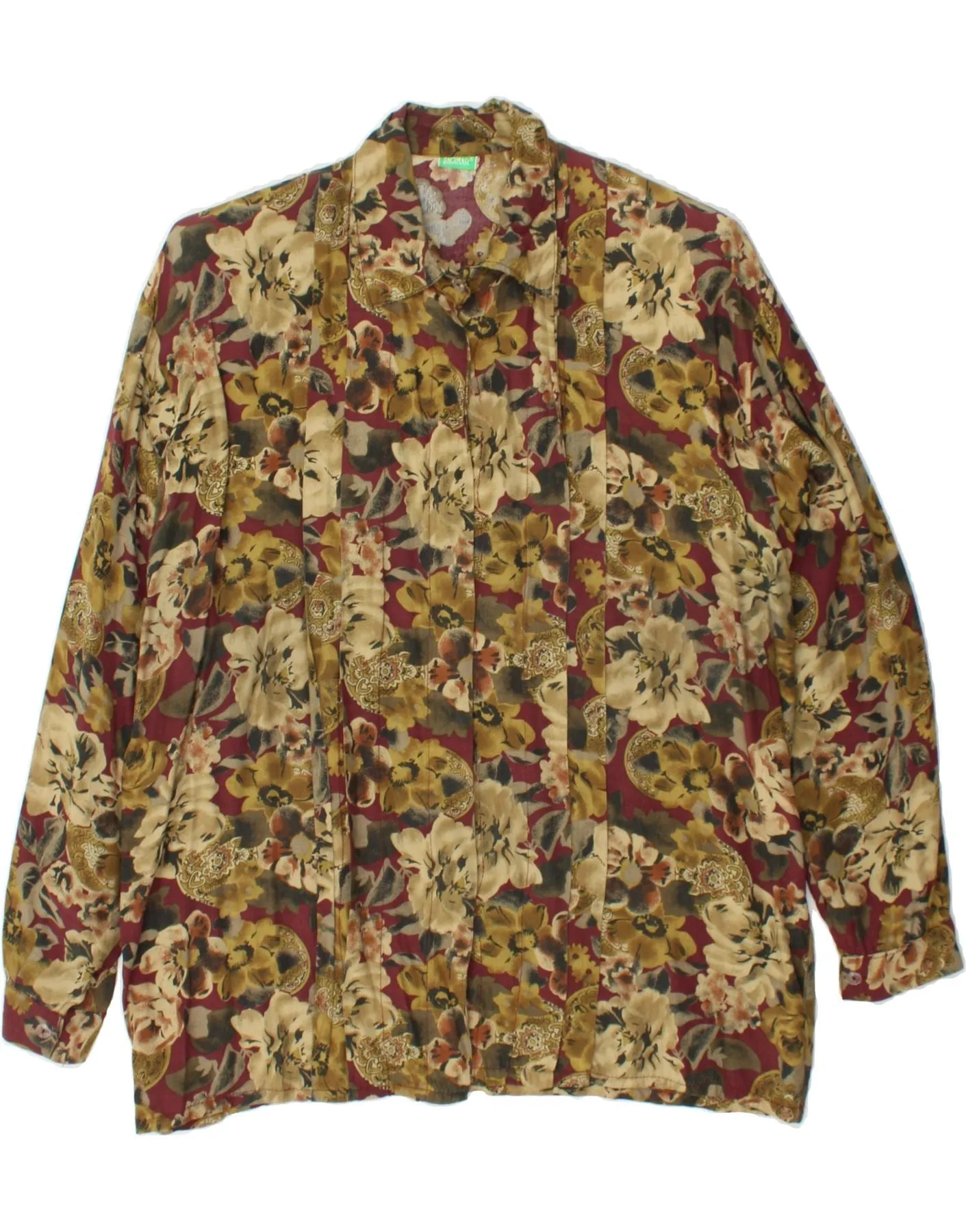 VINTAGE Womens Shirt Blouse UK 18 XL Multicoloured Floral Viscose Beach Wear Winter Essentials