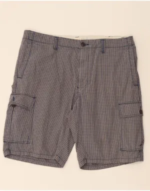 DOCKERS Mens Cargo Shorts W38 XL Blue Check Cotton Reinforced Seams DoubleStitchedSeams