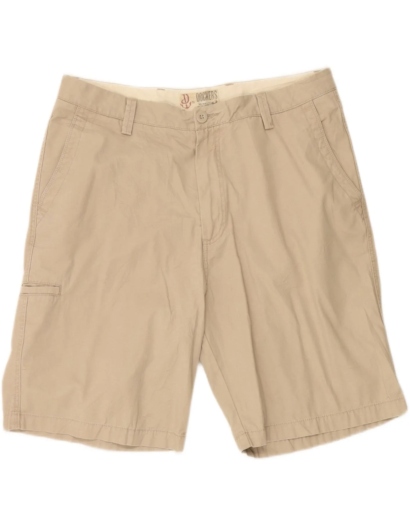 DOCKERS Mens Relaxed Fit Cargo Shorts W38 XL Beige Cotton Light Stretch Design Breathable mesh lining