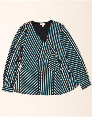 MONSOON Womens Shirt Blouse UK 20 2XL Blue Striped Polyester Casual Elegance