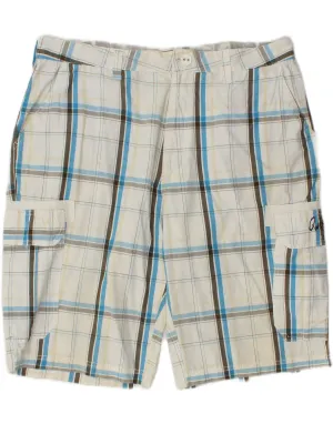 QUIKSILVER Mens Cargo Shorts XL W38  White Check Cotton Body Flex