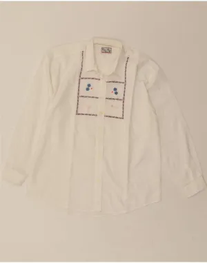 GIORGIO ROVERI Womens Shirt UK 14 Medium White Floral Polyester Midweight Textile