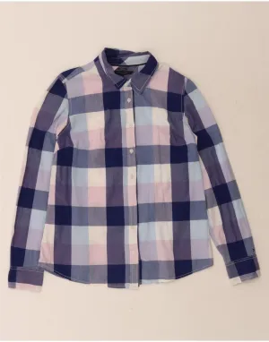 Smooth Zipper Design Spring Break TOMMY HILFIGER Womens Shirt UK 14 Medium Blue Check Cotton