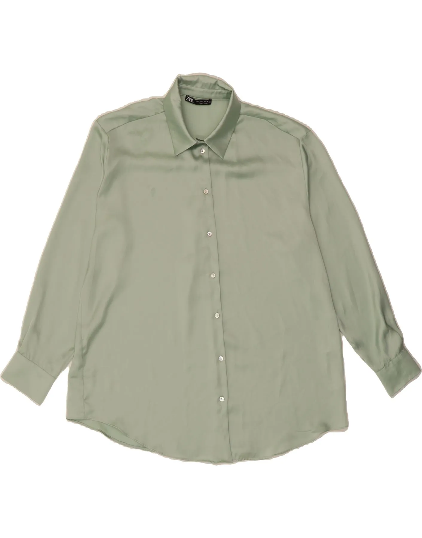 ZARA Womens Shirt UK 16 Large Green Polyester Pullover Design