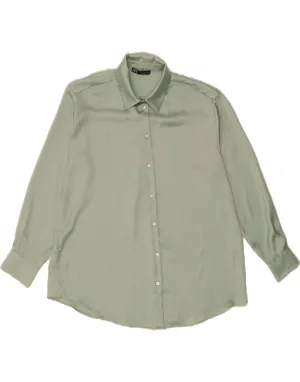 ZARA Womens Shirt UK 16 Large Green Polyester Pullover Design
