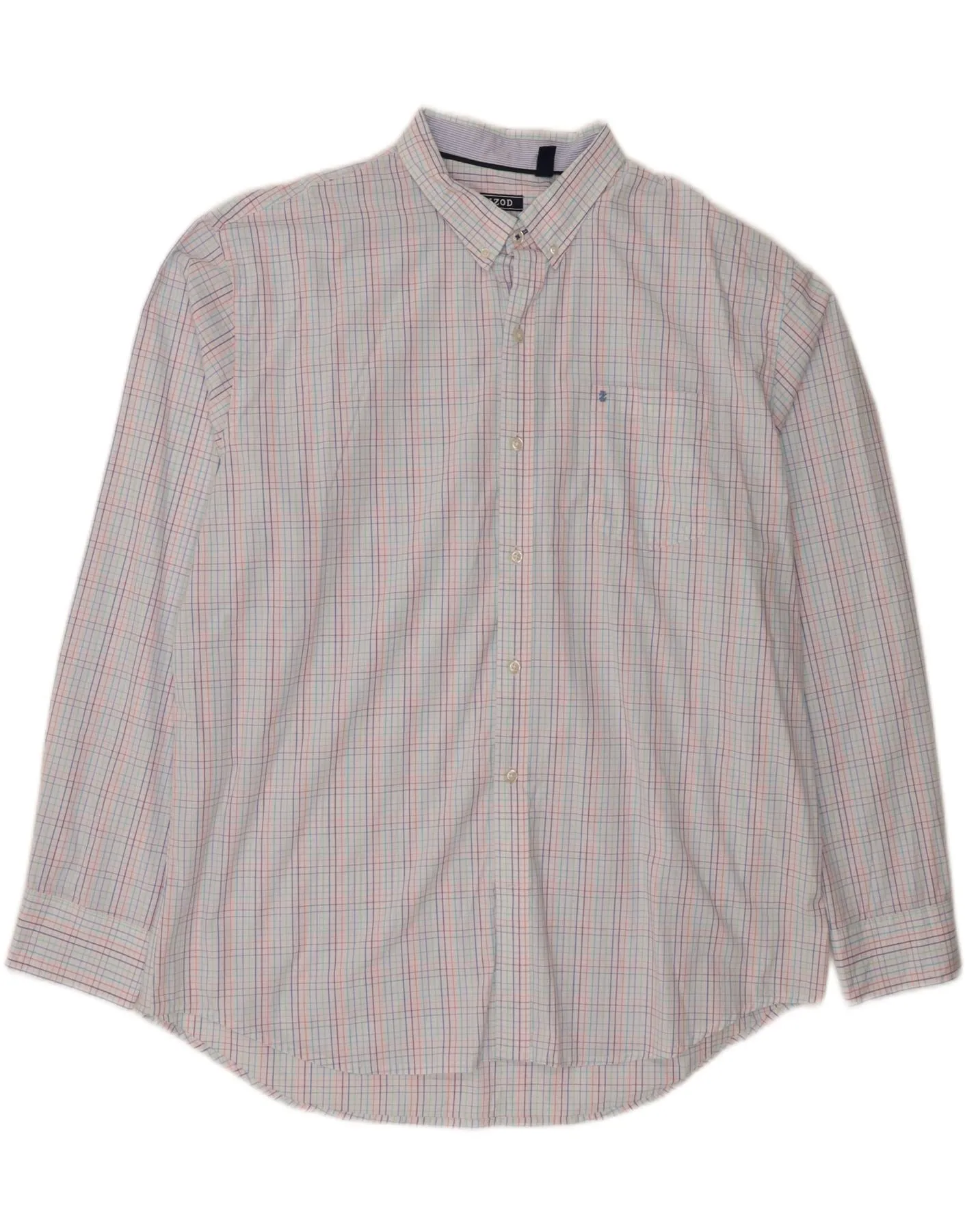 IZOD Mens Shirt 2XL Blue Check Cotton Polka Dot Gift Idea
