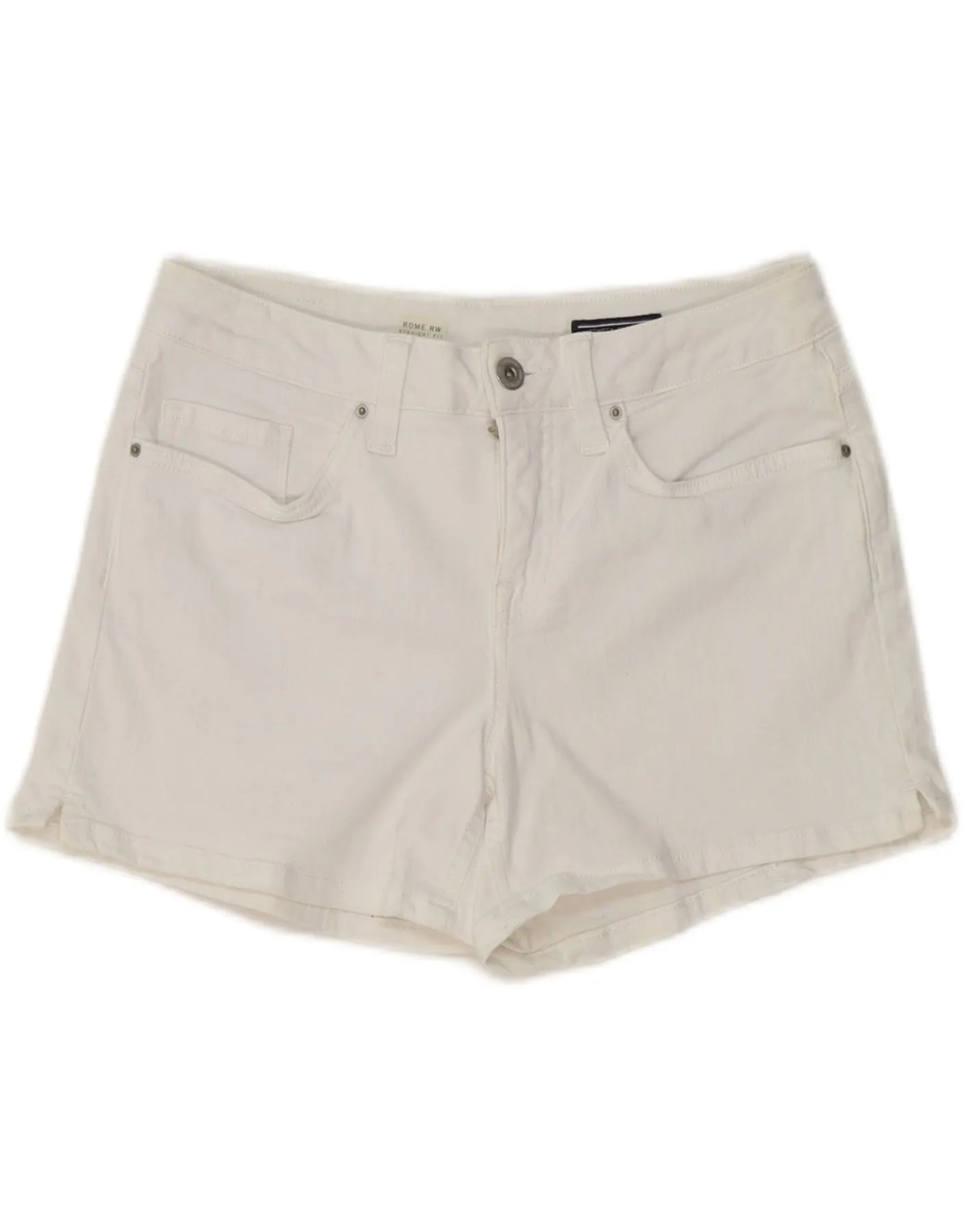 Layered Sleeve Cuffs TOMMY HILFIGER Womens Rome RW Denim Shorts W27 Small White Cotton