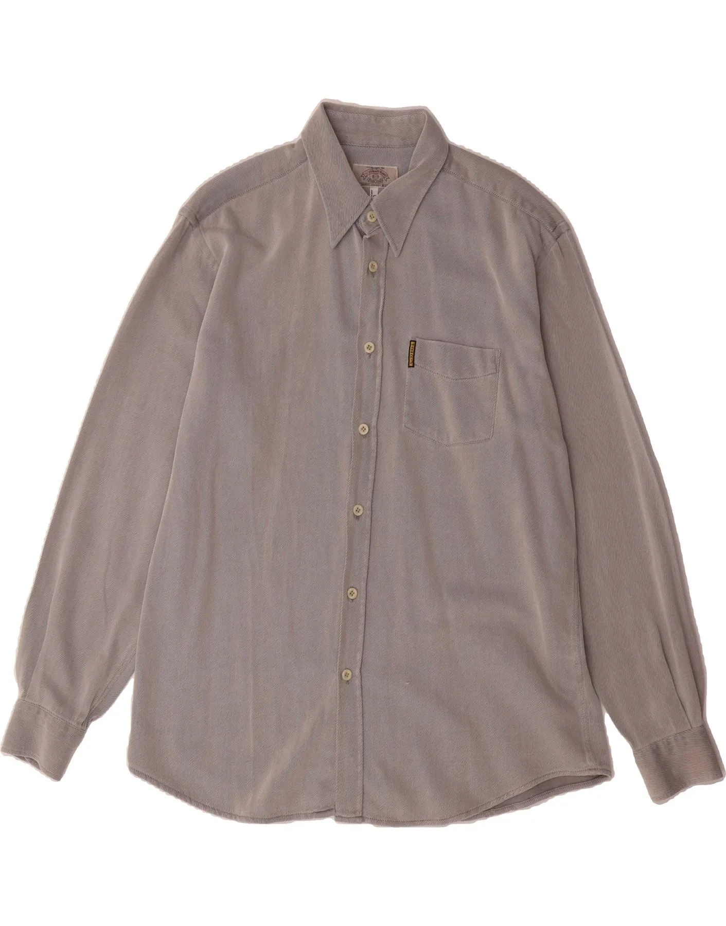 Premium Quality Smooth zipper closure ARMANI JEANS Mens Shirt Large Grey Pinstripe Cotton