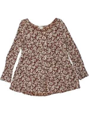 BENETTON Womens Shirt Blouse IT 44 Medium Brown Floral Viscose Chic Design