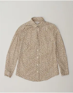 Loose Comfort Smooth Stitch Pattern J. CREW Womens Shirt UK 6 XS Beige Animal Print Cotton
