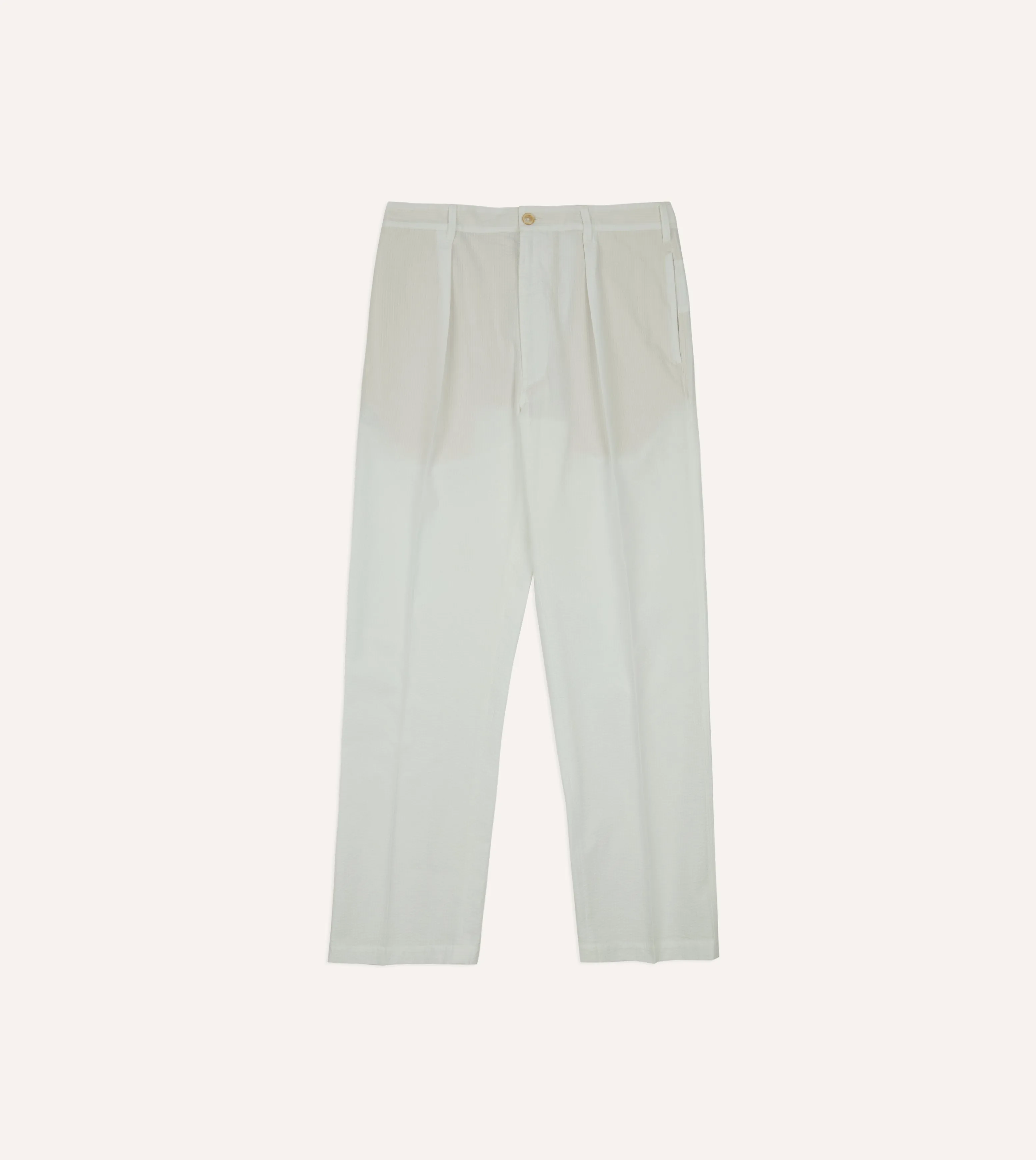 Refined Look Michael McGregor for Drake??s White Seersucker Games Trousers
