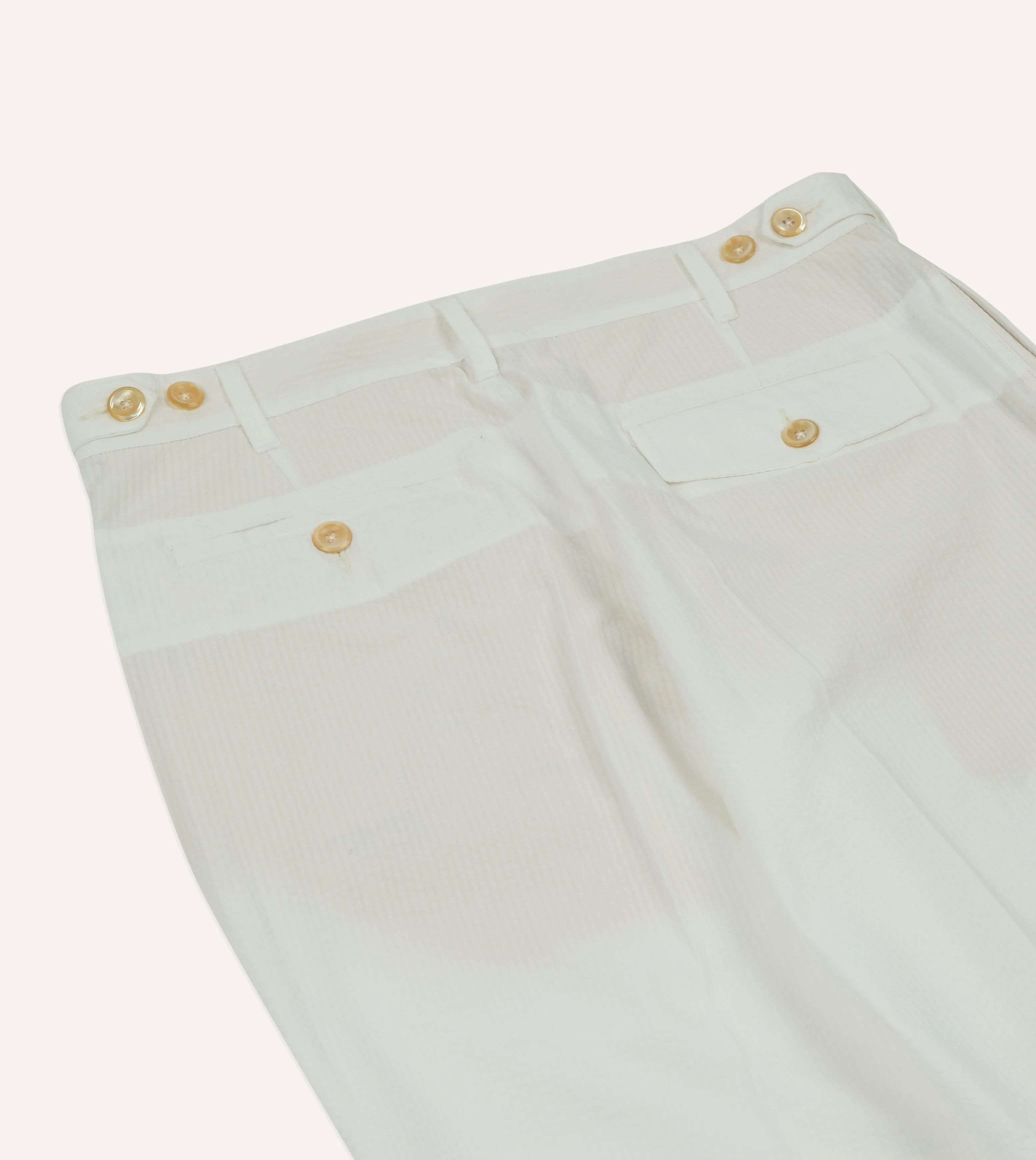Michael McGregor for Drake??s White Seersucker Games Trousers Business Ready Style