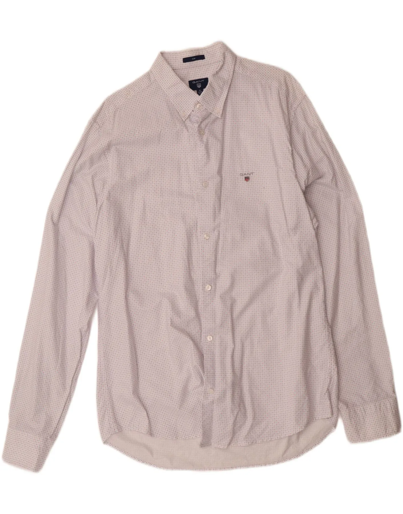 GANT Mens Shirt Size 43/44 17 1/2  XL White Spotted Cotton Sweat-Absorbing