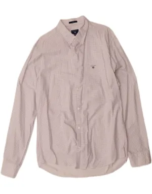 GANT Mens Shirt Size 43/44 17 1/2  XL White Spotted Cotton Sweat-Absorbing
