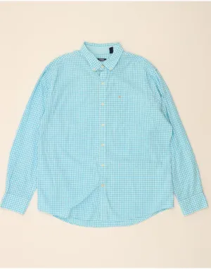 IZOD Mens Shirt XL Blue Gingham Cotton Pastel Shade Trendsetting Design