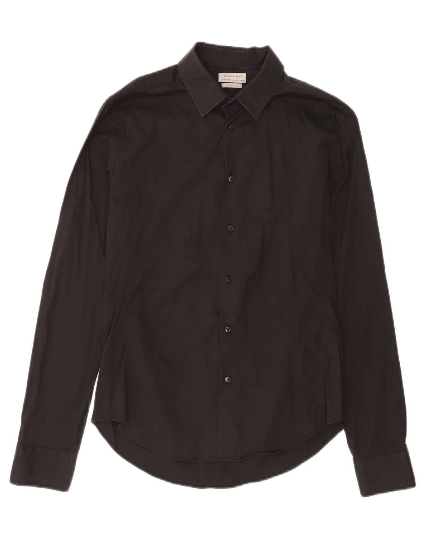 ZARA Mens Slim Fit Shirt Large Black Cotton Winter Collection City Exploration