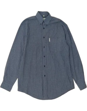 BEN SHERMAN Mens Shirt Medium Blue Check Travel Friendly