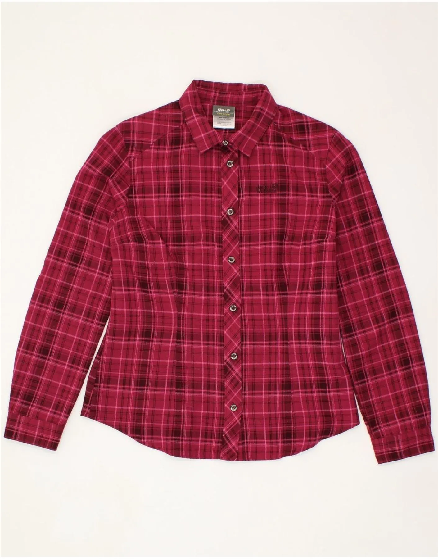 Athletic Look JACK WOLFSKIN Womens Shirt UK 12/14 Medium Burgundy Check Polyester