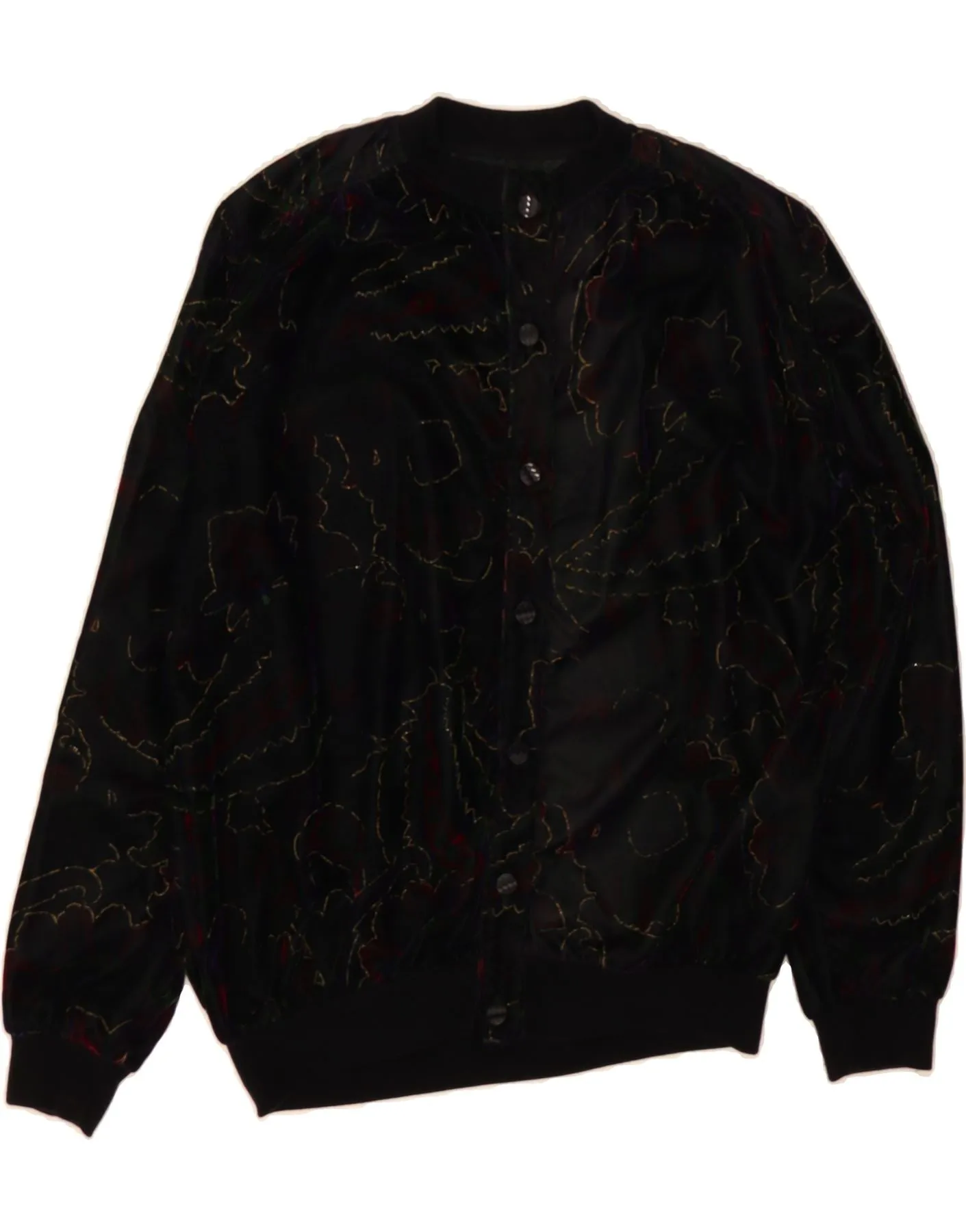 Sports Ready High Street Fashion VINTAGE Womens Shirt Blouse UK 20 2XL Black Floral Polyester