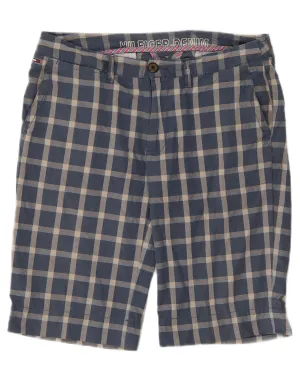 No Slip Waistband quick dry TOMMY HILFIGER Mens Chino Shorts W32 Medium Navy Blue Check Cotton