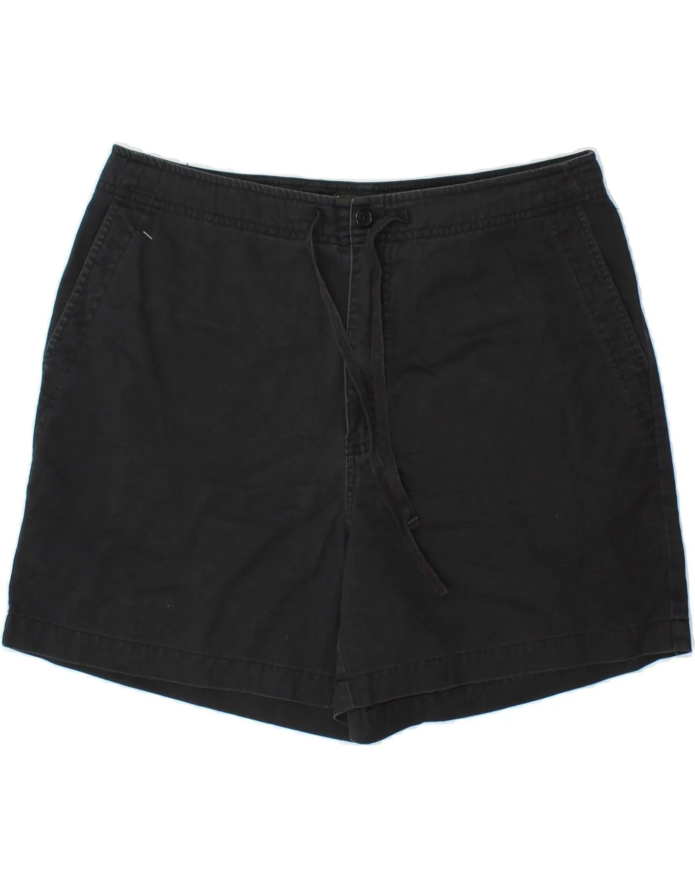 EDDIE BAUER Womens High Waist Chino Shorts US 12 Large W34 Black Cotton Lightweight Comfort Fashion staples