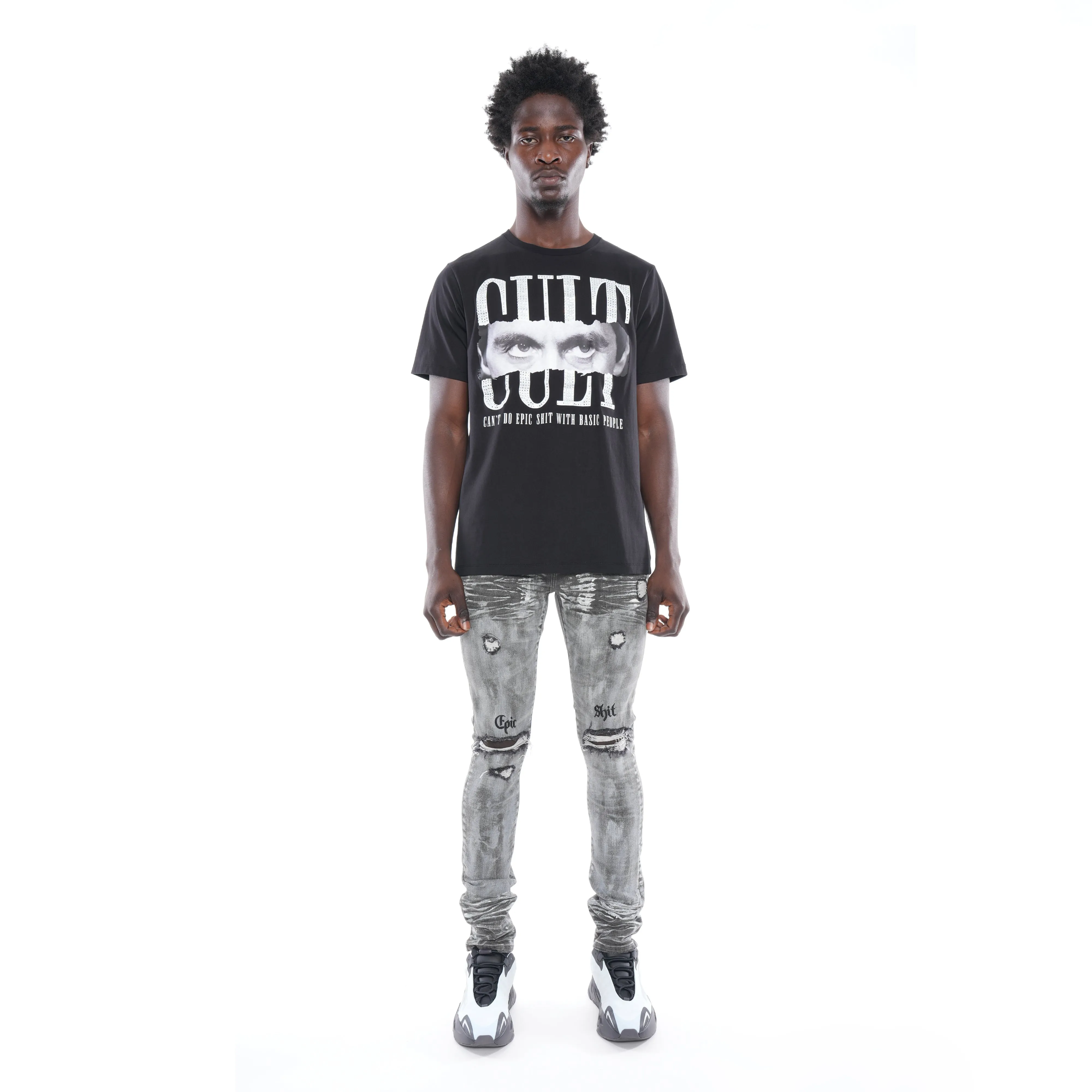Non Toxic Textile Certified PUNK SUPER SKINNY BELTED STRETCH IN SHEETROCK