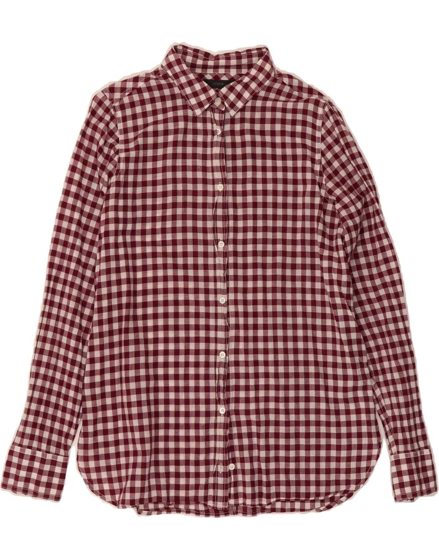 Multipurpose Utility Holiday Outfit J. CREW Womens Shirt UK 10 Small Burgundy Gingham Cotton