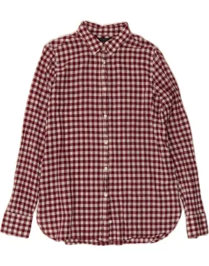 Multipurpose Utility Holiday Outfit J. CREW Womens Shirt UK 10 Small Burgundy Gingham Cotton