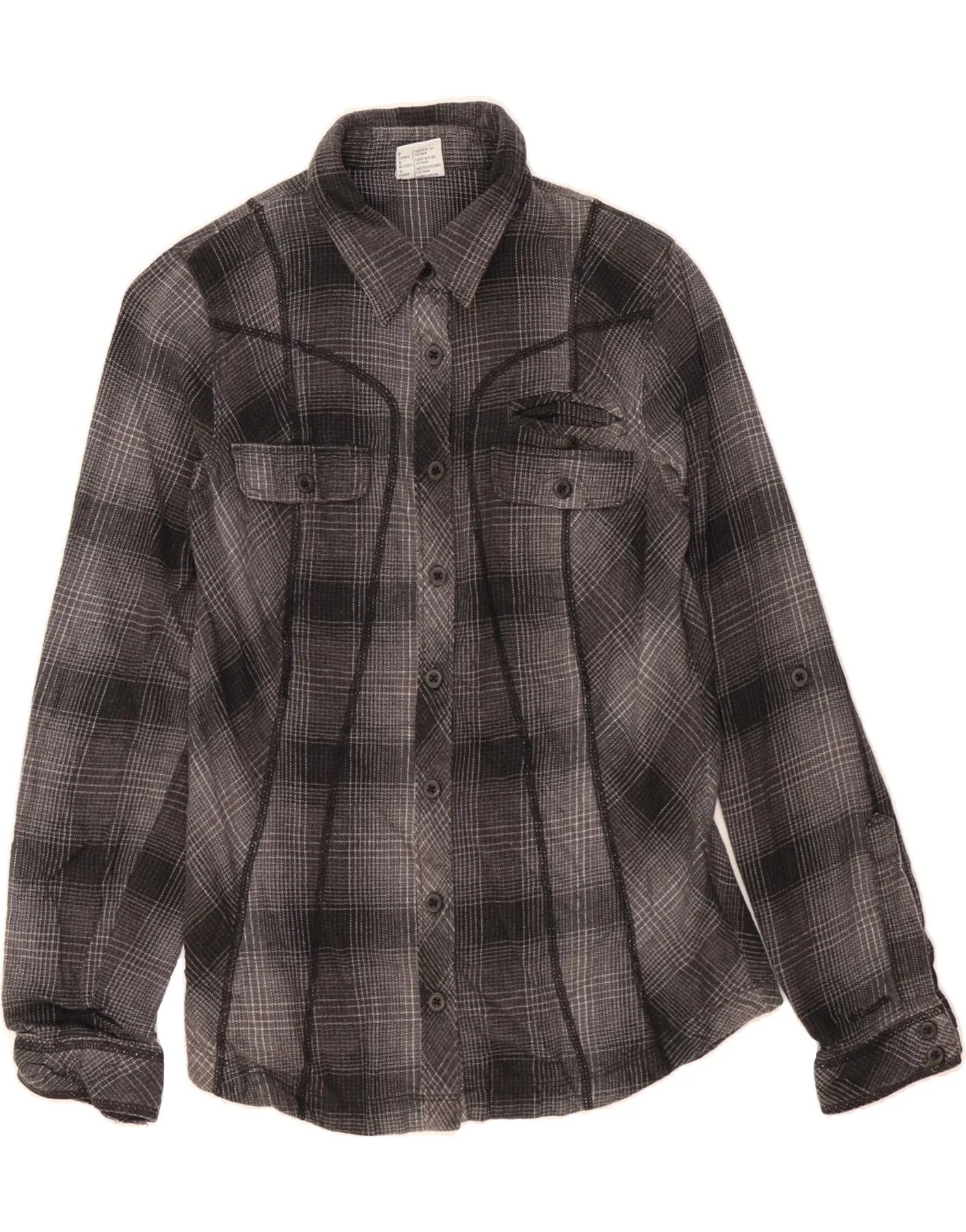 COLUMBIA Womens Shirt UK 10 Small Grey Check Cotton Premium Pima Cotton
