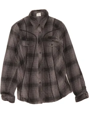 COLUMBIA Womens Shirt UK 10 Small Grey Check Cotton Premium Pima Cotton