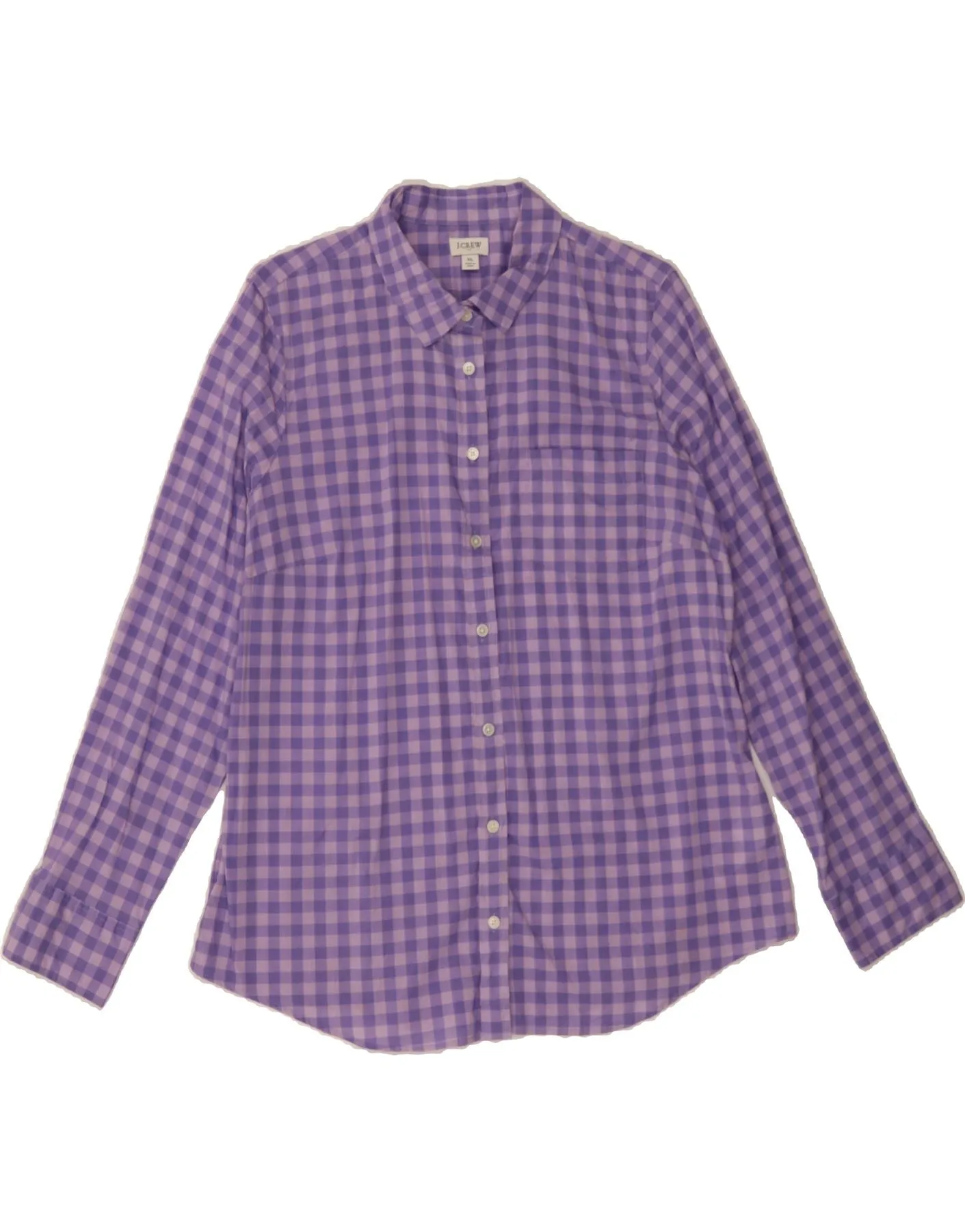 J. CREW Womens Shirt UK 18 XL Purple Check Cotton Floral Motif