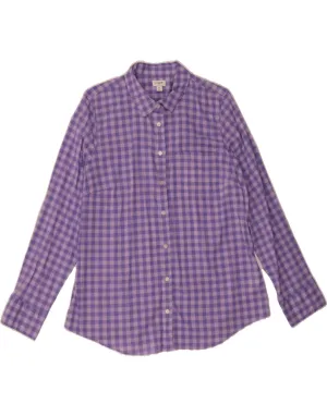 J. CREW Womens Shirt UK 18 XL Purple Check Cotton Floral Motif