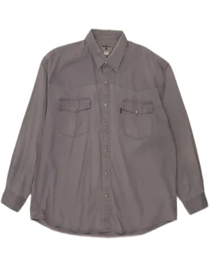 JOHN BANER Mens Shirt Size 17 43/44 XL Grey Cotton Travel Friendly Bold Pattern