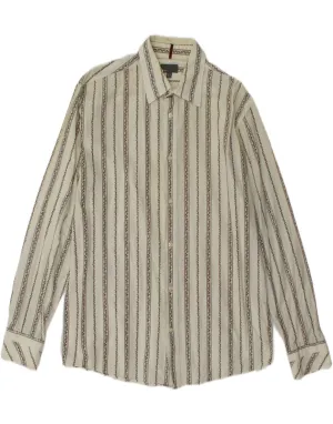 natural fiber MEXX Mens Shirt Medium Off White Striped Cotton
