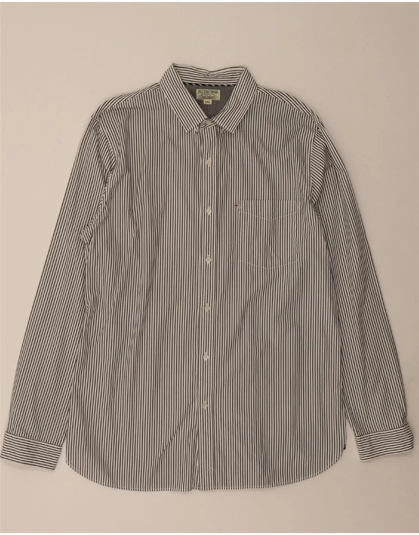 Wardrobe Must-Have Non Irritating Seams POLO RALPH LAUREN Mens Shirt 2XL White Pinstripe Cotton