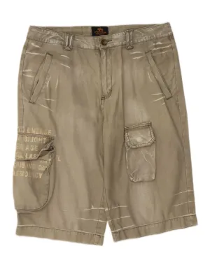 Four Way Stretch Fabric Easy Layer Fit ALPHA INDUSTRIES Mens Graphic Cargo Shorts W33 Large Beige Cotton