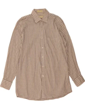 Anti-static MICHAEL KORS Mens Regular Fit Shirt Size 15 1/2 Medium Beige Check Cotton