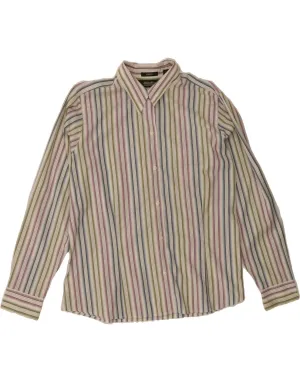Sheer Panel Party Ready EDDIE BAUER Womens Shirt UK 18 XL Multicoloured Striped Cotton