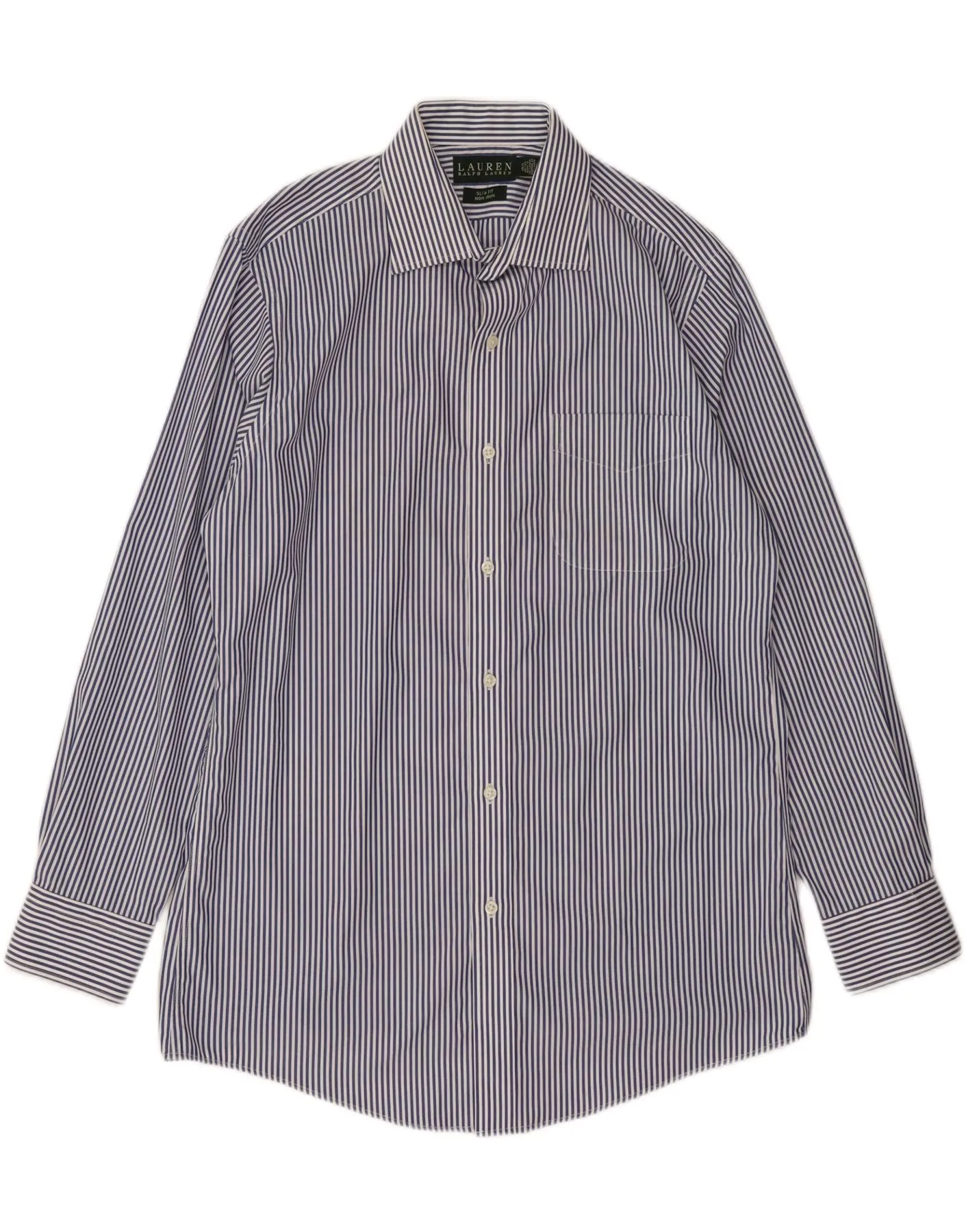 Compact Fold Design POLO RALPH LAUREN Mens Shirt Size 15 1/2 32/33 Medium Blue Striped