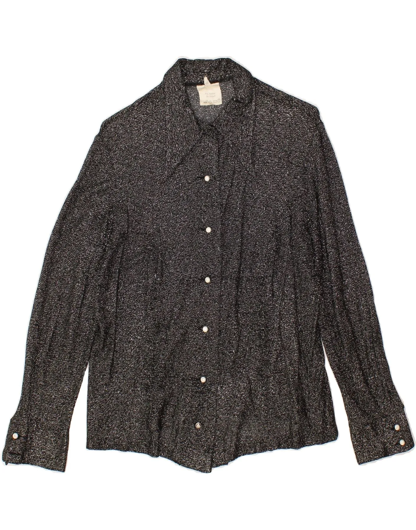 Split hem VINTAGE Womens Shirt Blouse IT 46 Large Black