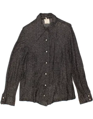 Split hem VINTAGE Womens Shirt Blouse IT 46 Large Black