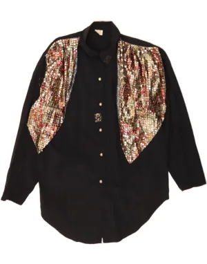 Tailored Fit VINTAGE Womens Shirt Dress UK 16 Large Black Viscose