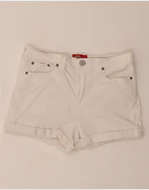 DICKIES Womens High Waist Denim Shorts US 11 Large W30  White Cotton Durable Thread Construction Sporty Look